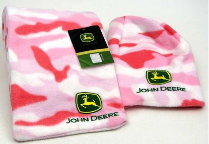 Picture of John Deere Hat & Scarf Pink