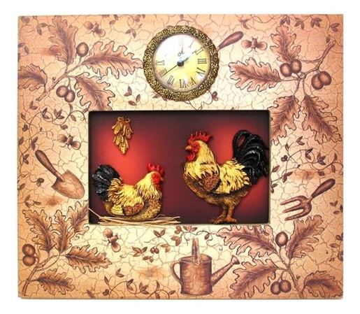 Picture of Ornate Rooster Plaque With Clock