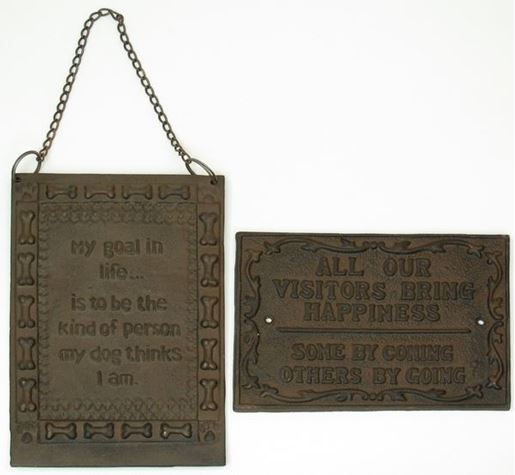 Picture of Cast Iron Set of Two Rust Plaques: Visitors & Life's Goal