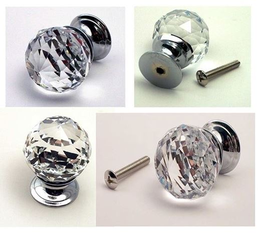 Picture of Large Rounded Crystal Glass Drawer Pull Clear