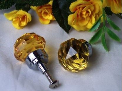 Picture of SMALL Amber Solid Crystal Glass DrawerDoor Pull