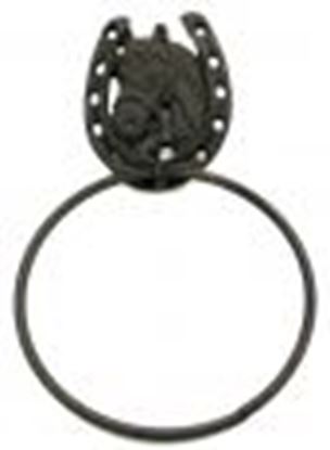 Picture of Horse With Horseshoe Towel Ring