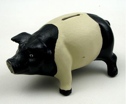 Picture of Cast Iron Pig Bank Black/White