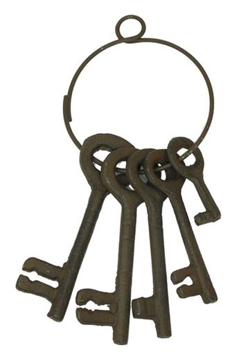 Picture of Cast Iron Set of Five Jailer Keys On Rings - 2 Sets