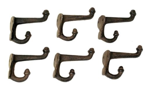 Picture of Cast Iron Double Acorn Hook Rust Set of 6