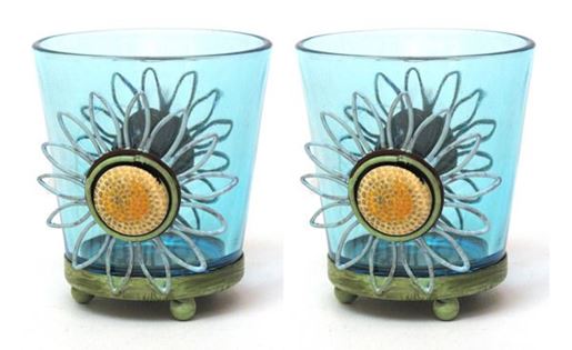 Picture of Round Blue Glass Votive Holder Set of Two