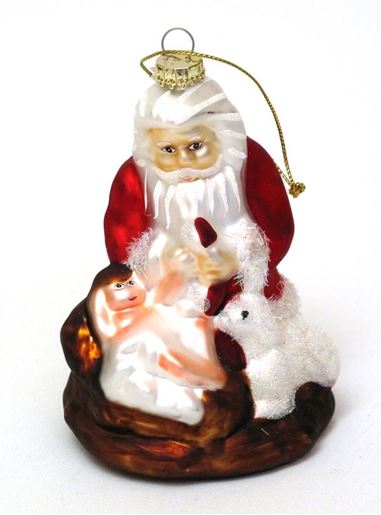 Picture of Roman Molded Glass Kneeling Santa Ornament