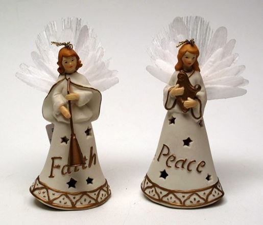 Picture of Roman Porcelain Fiber Optic Angel Ornament Set of 2