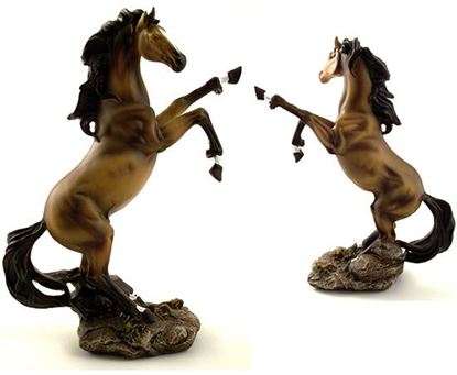 Image de Wild Stallion Brown Horse Raring Back Figurine