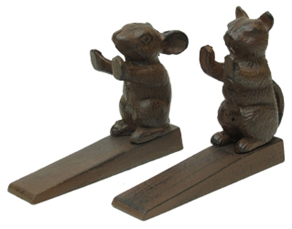 Picture of Set of 2 Cast Iron Cat & Mouse Door Wedges