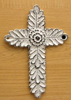 图片 White Antiqued Cast Iron Cross Set of 2
