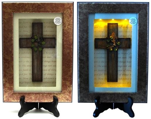 Picture of Spiritual Harvest Vine Cross Lighted Shadow Box