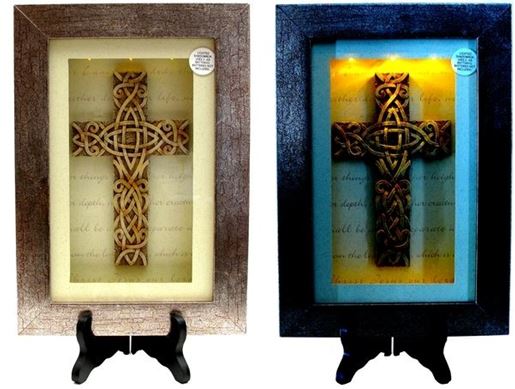 Picture of Spiritual Harvest Celtic Cross Lighted Shadow Box