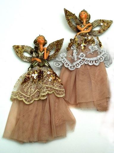 Picture of Elegant Lady with Gold Skirt Ornaments Set of Two