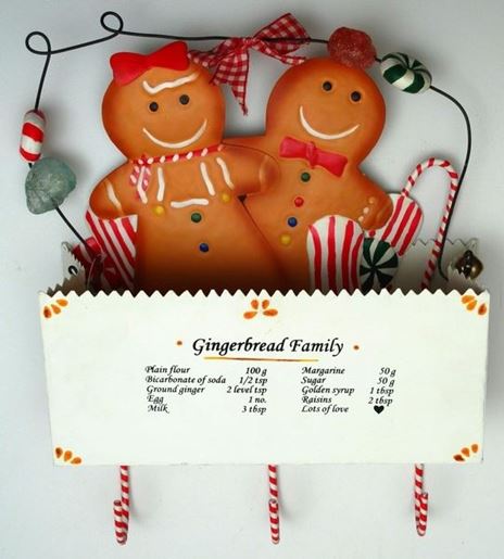 Picture of Metal Gingerbread in Box Wall Pocket with 3 Hooks