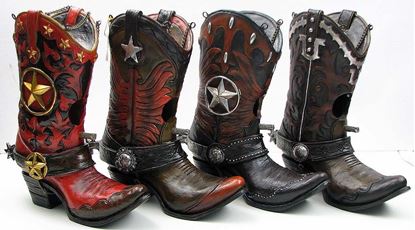 Picture of Resin Cowboy Boot Birdhouse 4 assorted price each