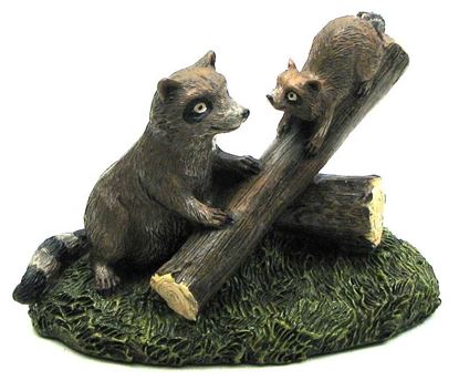 Picture of Resin Raccoons on Log