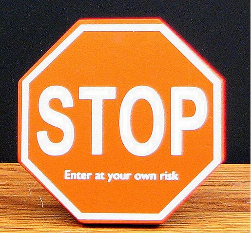 Picture of "STOP"  Wood Cubical Sign