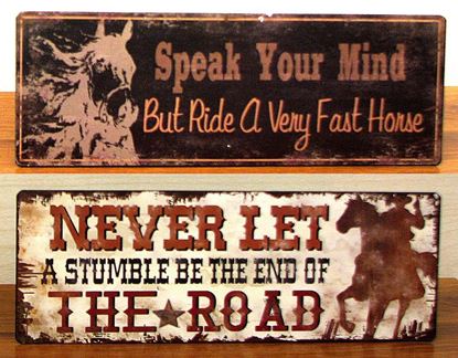 Picture of Vintage Tin Cowboy Sign Set of 2