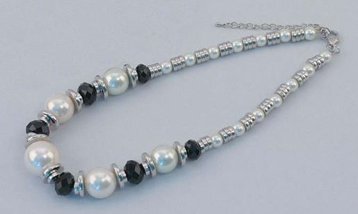 Picture of Silver Tone Necklace with White Beads