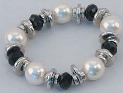 Picture of Silver Tone Necklace with Black & White Beads