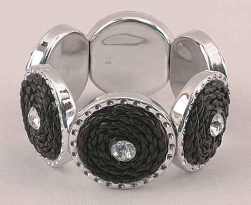 Picture of Silver & Black Tone Stretch Bracelet