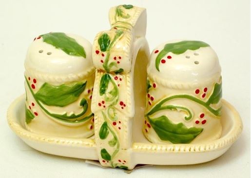 Picture of Elegant Holly Salt & Pepper with Rack 3pc Set