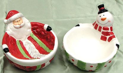 Picture of Ceramic Santa & Snowman bowls  Set of 2