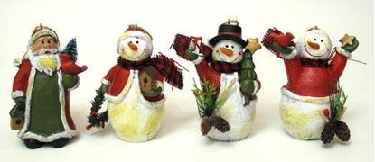 Picture of Resin Santa/Snowman Ornaments Set of Four