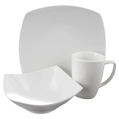 Image de Zen Buffetware 12 Piece Porcelain Square Dinnerware Set in White
