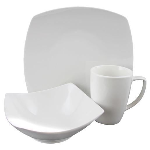 Image sur Zen Buffetware 12 Piece Porcelain Square Dinnerware Set in White