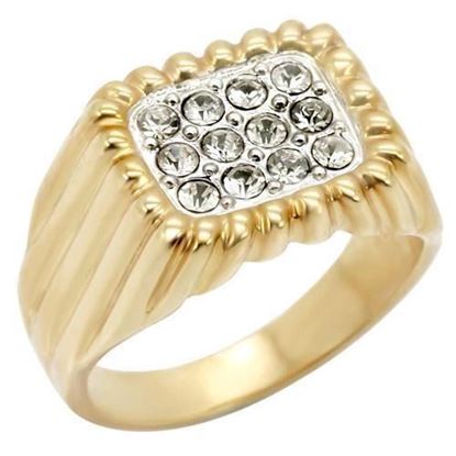 Picture of 2W039 - Brass Ring Gold+Rhodium Men Top Grade Crystal Clear