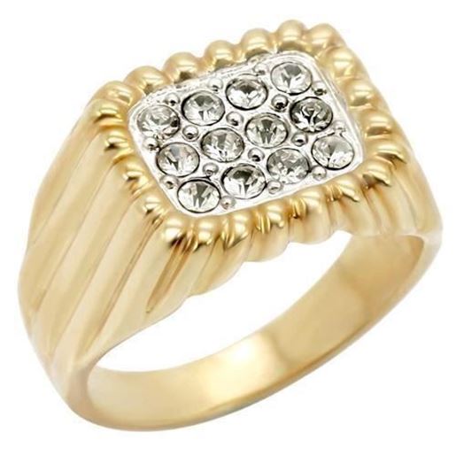 Image sur 2W039 - Brass Ring Gold+Rhodium Men Top Grade Crystal Clear