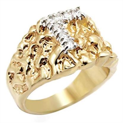 Picture of 2W044 - Brass Ring Gold+Rhodium Men AAA Grade CZ Clear