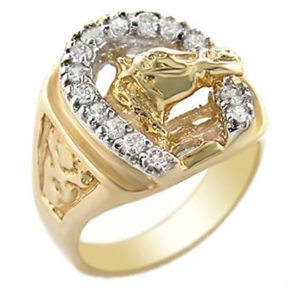 Picture of 2W054 - Brass Ring Gold+Rhodium Men AAA Grade CZ Clear