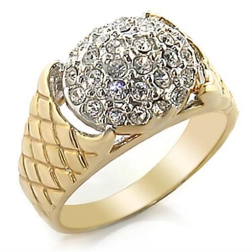 Image sur 2W058 - Brass Ring Gold+Rhodium Men Top Grade Crystal Clear