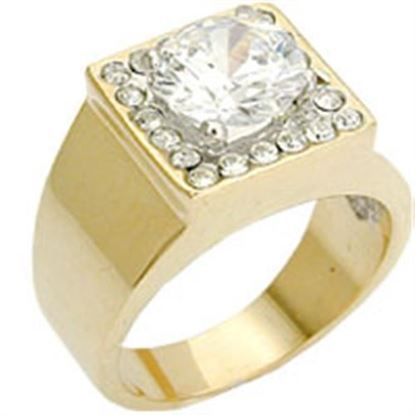Изображение 2W076 - Brass Ring Gold+Rhodium Men AAA Grade CZ Clear
