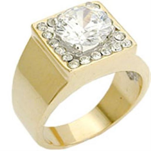 Image sur 2W076 - Brass Ring Gold+Rhodium Men AAA Grade CZ Clear