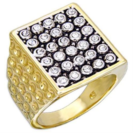 Image sur 2W079 - Brass Ring Gold+Rhodium Men Top Grade Crystal Clear