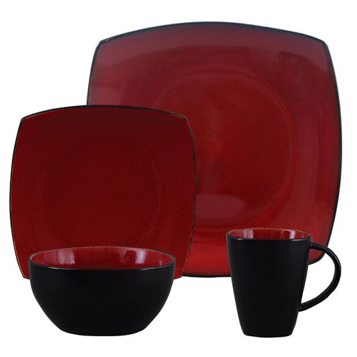 Picture of Gibson Elite Soho Lounge Square 16-Piece Dinnerware Set,  Red