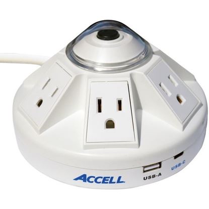 Picture of Accell D080B-032K Powramid C Power Center Surge Protector with USB-A and USB-C Charging Station (White)