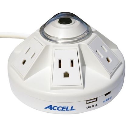 图片 Accell D080B-032K Powramid C Power Center Surge Protector with USB-A and USB-C Charging Station (White)