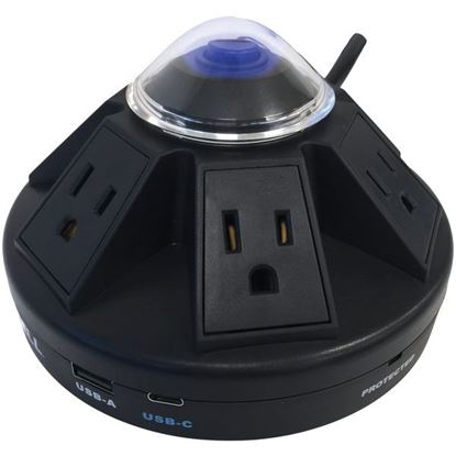 图片 Accell D080B-033K Powramid C Power Center Surge Protector with USB-A and USB-C Charging Station (Black)