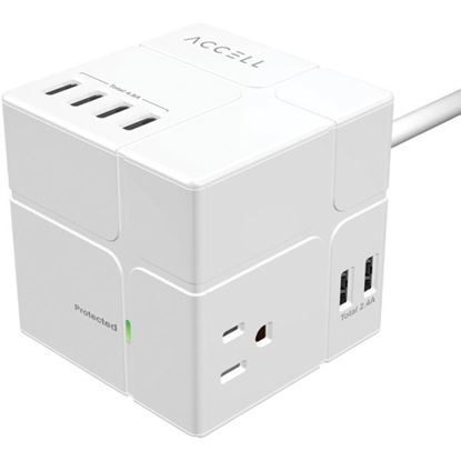 图片 Accell D080B-047F Power Cube with Surge Protection (White)