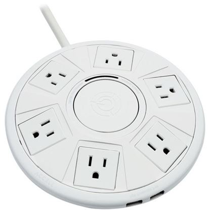 图片 Accell D080B-048F Power Air Surge Protector and USB Charging Station with 6-Foot Cord (White)