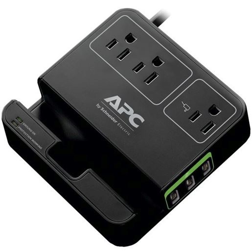 Picture of APC P3U3B 3-Outlet SurgeArrest Surge Protector with 3 USB Ports (Black)