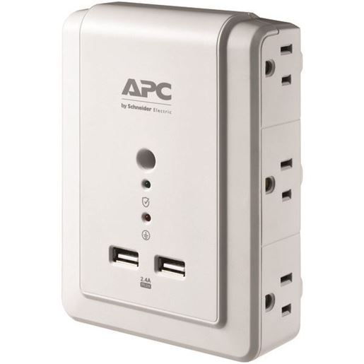 Picture of APC P6WU2 6-Outlet SurgeArrest Surge Protector Wall Tap with 2 USB Ports