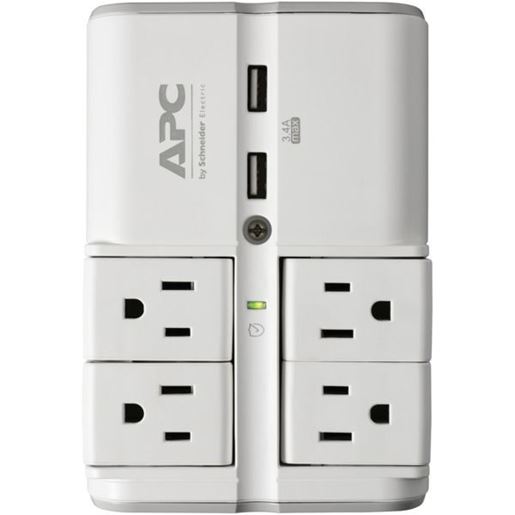 Picture of APC PE4WRU3 Essential SurgeArrest 4-Rotating-Outlets Wall Tap with 2 USB Charging Ports