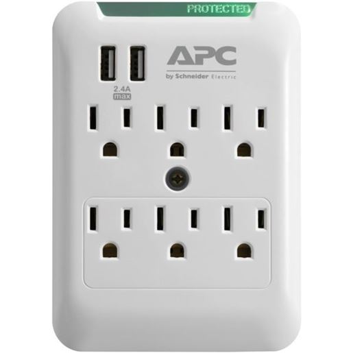 Picture of APC PE6WU2 Essential SurgeArrest 6-Outlet Wall Tap with 2 USB Charging Ports