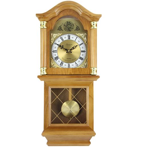 Picture of Bedford Clock Collection Classic 26 Inch Wall Clock in Golden Oak Finish